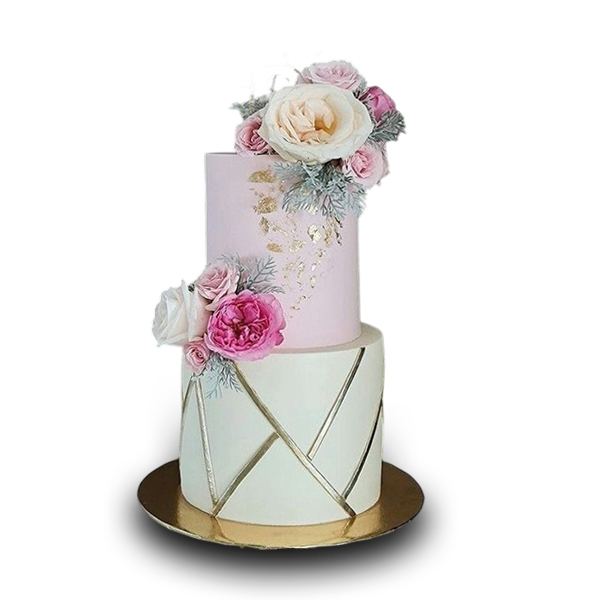 Elegant Pink & White Combo Cake - Holame Cakes